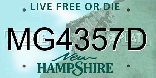 MG4357D New Hampshire License Plate