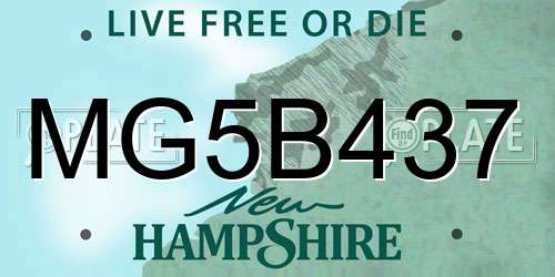 MG5B437 New Hampshire License Plate