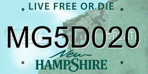 MG5D020 New Hampshire License Plate
