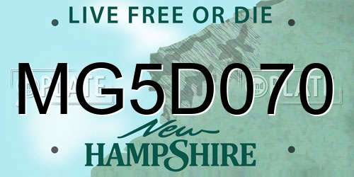 MG5D070 New Hampshire License Plate