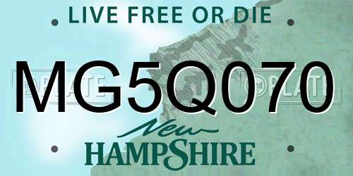 MG5Q070 New Hampshire License Plate
