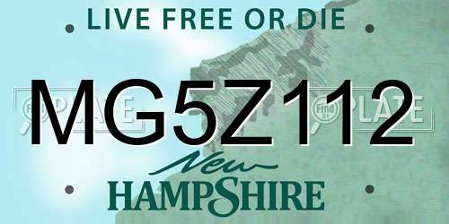 MG5Z112 New Hampshire License Plate