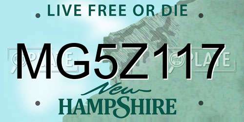 MG5Z117 New Hampshire License Plate