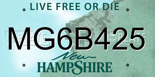 MG6B425 New Hampshire License Plate