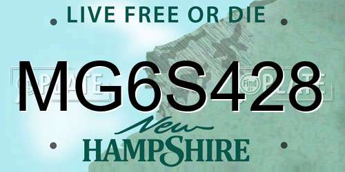 MG6S428 New Hampshire License Plate