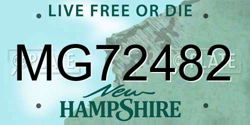 MG72482 New Hampshire License Plate