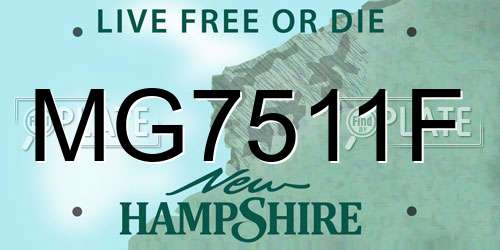 MG7511F New Hampshire License Plate
