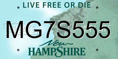 MG7S555 New Hampshire License Plate