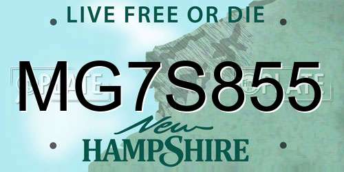 MG7S855 New Hampshire License Plate