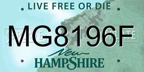MG8196F New Hampshire License Plate