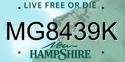 MG8439K New Hampshire License Plate