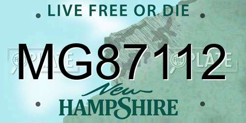 MG87112 New Hampshire License Plate