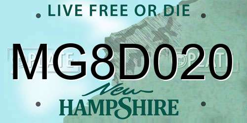 MG8D020 New Hampshire License Plate
