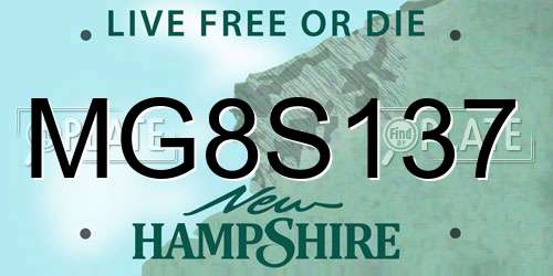 MG8S137 New Hampshire License Plate
