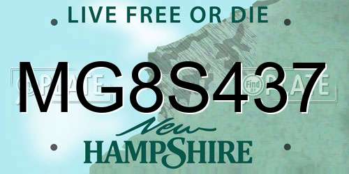 MG8S437 New Hampshire License Plate