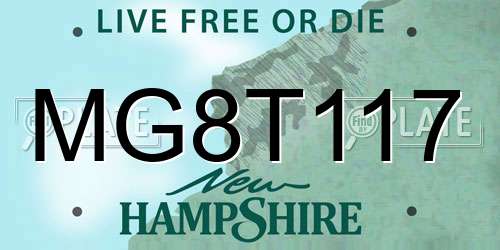 MG8T117 New Hampshire License Plate