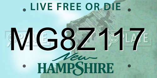 MG8Z117 New Hampshire License Plate