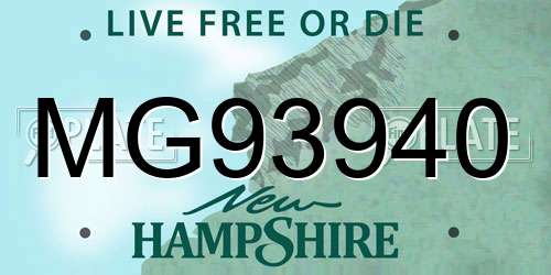 MG93940 New Hampshire License Plate
