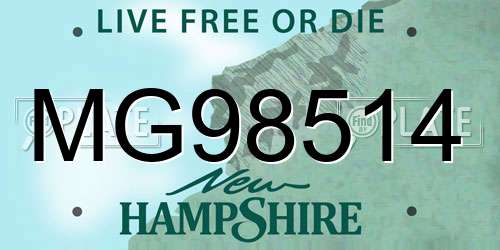 MG98514 New Hampshire License Plate
