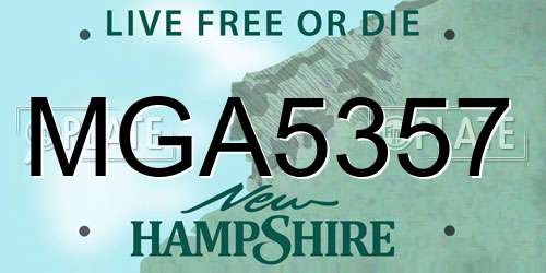 MGA5357 New Hampshire License Plate
