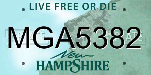 MGA5382 New Hampshire License Plate