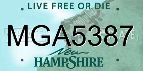MGA5387 New Hampshire License Plate