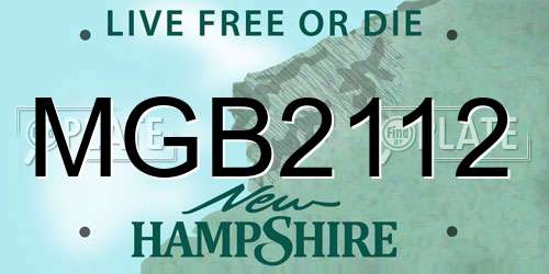 MGB2112 New Hampshire License Plate