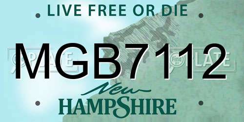 MGB7112 New Hampshire License Plate