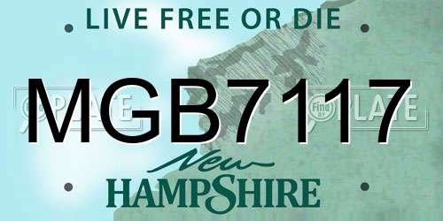 MGB7117 New Hampshire License Plate