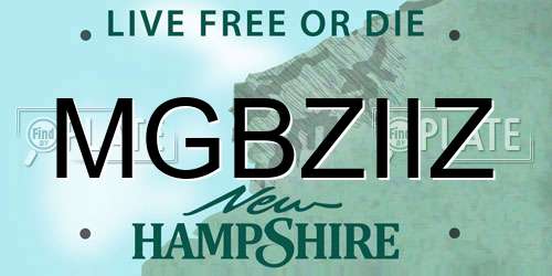 MGBZIIZ New Hampshire License Plate