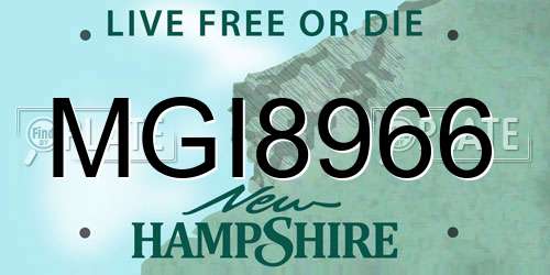 MGI8966 New Hampshire License Plate