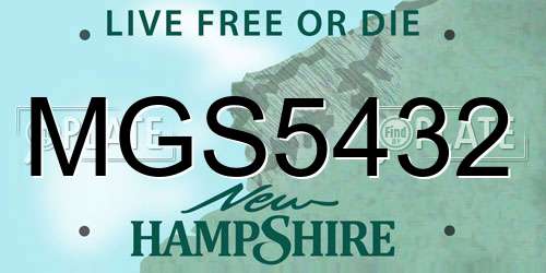 MGS5432 New Hampshire License Plate