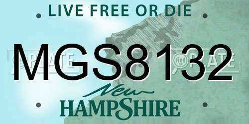 MGS8132 New Hampshire License Plate