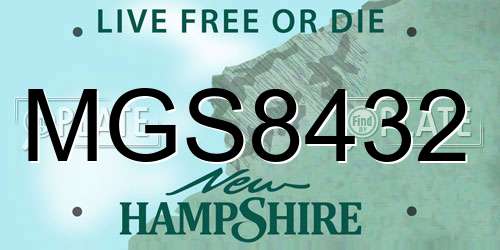MGS8432 New Hampshire License Plate