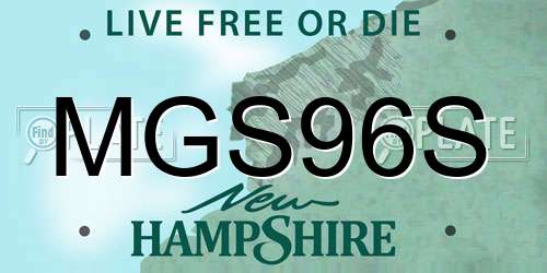 MGS96S New Hampshire License Plate