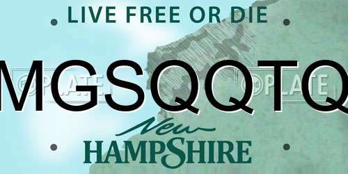 MGSQQTQ New Hampshire License Plate