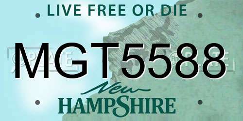 MGT5588 New Hampshire License Plate
