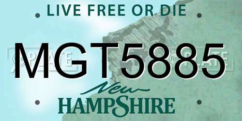 MGT5885 New Hampshire License Plate