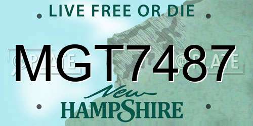 MGT7487 New Hampshire License Plate