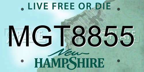 MGT8855 New Hampshire License Plate
