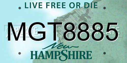 MGT8885 New Hampshire License Plate