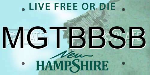 MGTBBSB New Hampshire License Plate