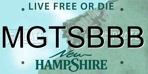 MGTSBBB New Hampshire License Plate