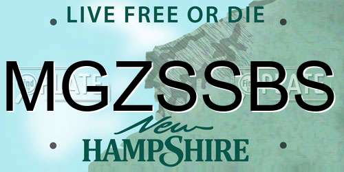 MGZSSBS New Hampshire License Plate