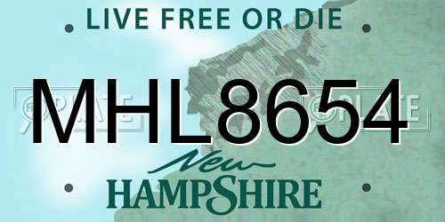 MHL8654 New Hampshire License Plate