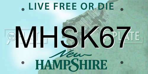 MHSK67 New Hampshire License Plate
