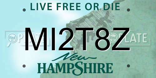 MI2T8Z New Hampshire License Plate