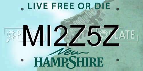 MI2Z5Z New Hampshire License Plate