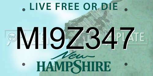 MI9Z347 New Hampshire License Plate