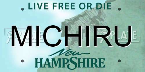 MICHIRU New Hampshire License Plate